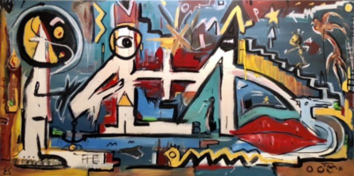 1 + 1 (2020) – Acryl auf Leinwand – 140 x 80 cm